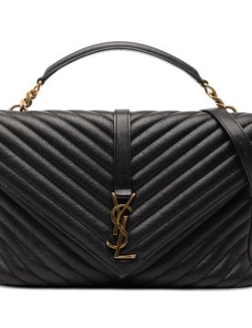 Large Chevron Sheepskin Monogram College Satchel