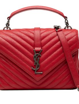 Medium Quilted Chevron Sheepskin College Satchel