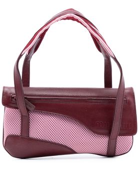 Leather Trimmed Mesh Handbag
