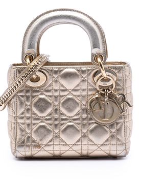 Mini Metallic Lambskin Cannage Lady