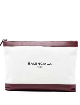 M Canvas Navy Clip Clutch