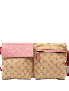 GG Canvas Web Double Pocket Belt Bag
