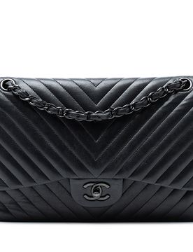 Jumbo Classic Chevron Lambskin So Black Double Flap