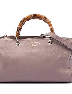 Medium Calfskin Bamboo Shopper Satchel