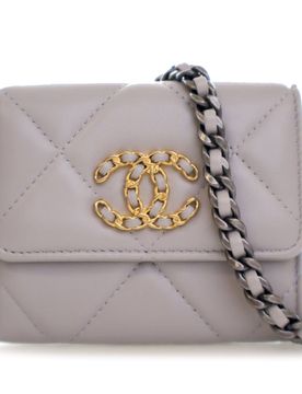 Quilted Lambskin 19 Flap Coin Purse With Chain