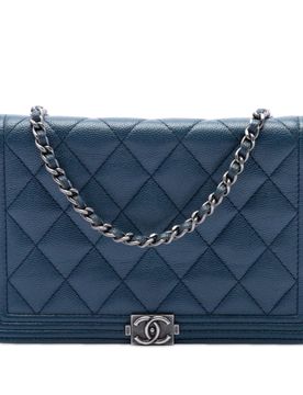 Quilted Caviar Boy Wallet on Chain