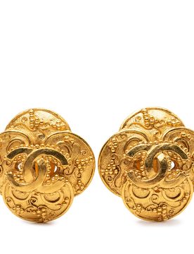CC Gold Plated Clover Clip On Earrings