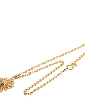 Gold Plated Leo Lion Sun Medallion Necklace