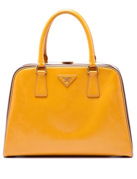Bicolor Saffiano Vernice Pyramid Frame Handbag