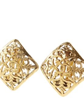 CC Gold Plated Square Clip On Earrings