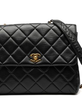 Small Square Lambskin Straight Single Flap