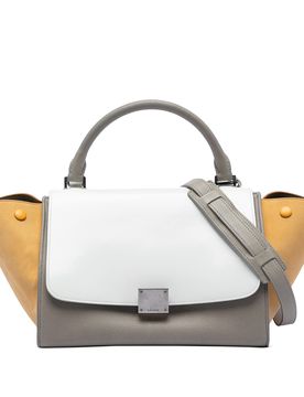 Small Tricolor Leather Trapeze Satchel