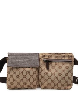 GG Canvas Double Pocket Belt Bag