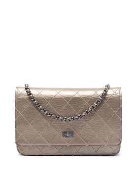 Quilted Metallic Aged Calfskin Reissue 2.55 Wallet on Chain