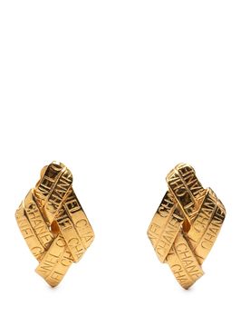 Gold Plated Logo Diamond Clip On Earrings
