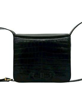 Croc Embossed Leather Gancini Crossbody