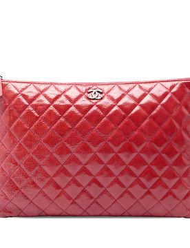 Large Quilted Patent O Case Clutch