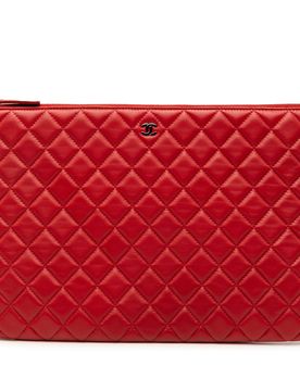 Large Quilted Lambskin O Case Clutch