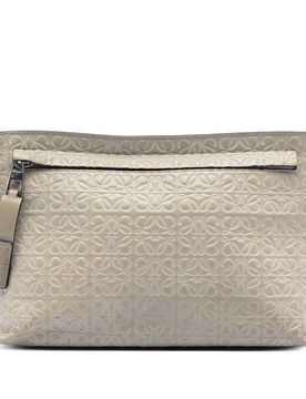 Embossed Calfskin Anagram Repeat T Clutch