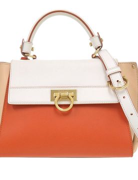 Small Tricolor Leather Gancini Sofia Satchel