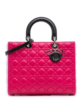 Large Tricolor Lambskin Cannage Lady