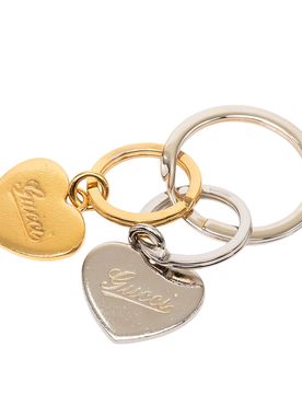 Gold Plated and Brass Double Heart Key Ring