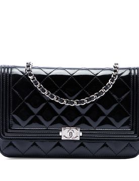 Quilted Patent Boy Wallet on Chain
