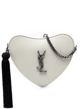 Leather Monogram Heart Tassel Crossbody