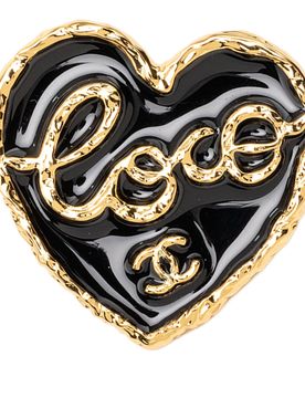 CC Gold Plated Enamel Coco Heart Brooch