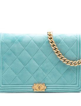 Quilted Velvet Boy Wallet On Chain