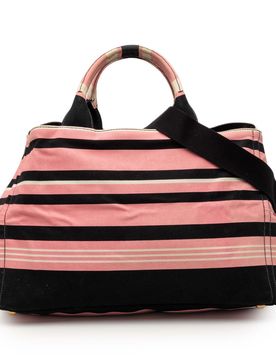 Large Canvas Canapa Righe Striped Satchel