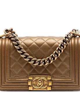 Small Quilted Metallic Lambskin Boy Flap