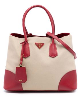 Large Canapa and Saffiano Double Satchel