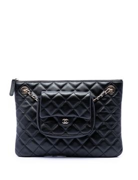 CC Quilted Lambskin Pouch with Mini Flap Purse