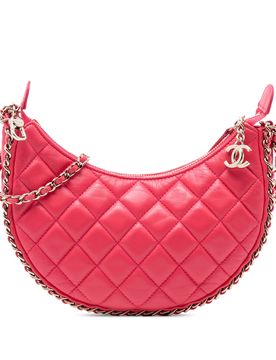 Small Quilted Lambskin Chain Around Hook Hobo Bag