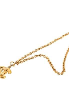 CC Gold Plated Quilted Pendant Necklace