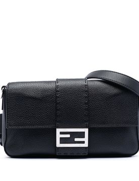 Leather Selleria Convertible Baguette Satchel