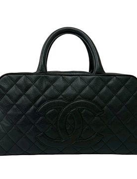 Large CC Quilted Caviar Bowler Bag