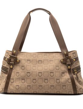 Gancini Canvas Shoulder Bag
