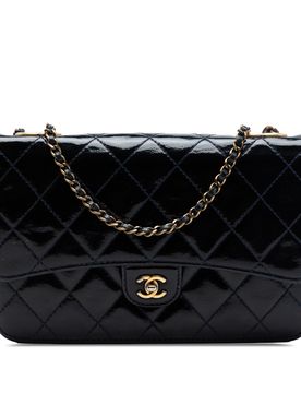 Quilted Patent and Goatskin CC Eyelet Wallet On Chain