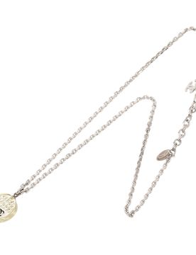 CC Silver Plated Resin Rhinestone Pendant Necklace