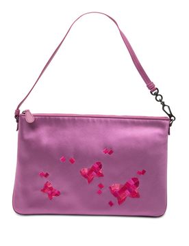 Satin Embroidered Butterflies Shoulder Bag