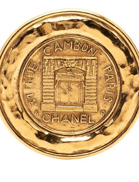 Gold Plated 31 Rue Cambon Round Brooch