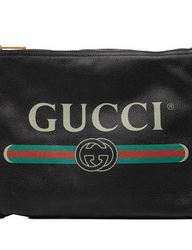 Medium Calfskin Logo Portfolio Clutch
