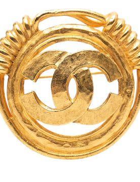 Gold Plated CC Spring Round Brooch