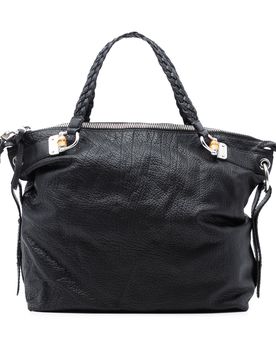 Large Leather Bamboo Bar Tote