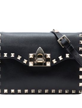 Small Leather Rockstud Flap Crossbody
