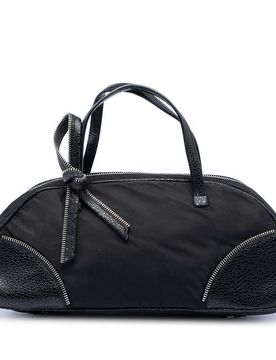 Nylon and Calfskin Bow Handbag
