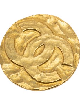 CC Gold Plated Round Brooch