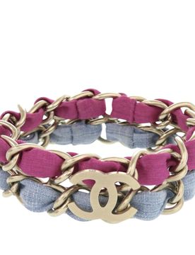CC Brass and Fabric Woven Double Bracelet